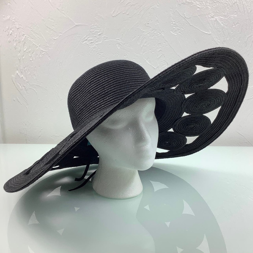 Physician Endorsed Glamour Black Toyo wide brim Sun Hat adjustable SZ OSFM EUC - Picture 12 of 12